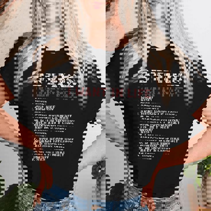 10 Things I Want In My Life ウイスキー Loves Whiskey レディースTシャツ 彼女への贈り物