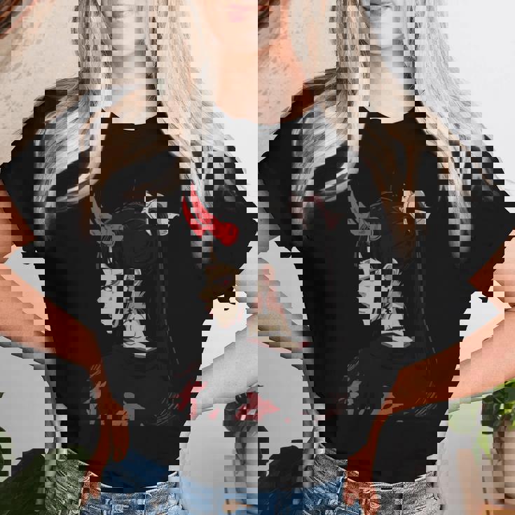 Girl With Red Horns 日本アートスタイル 面白いグラフィックtシャツ レディースTシャツ 彼女への贈り物