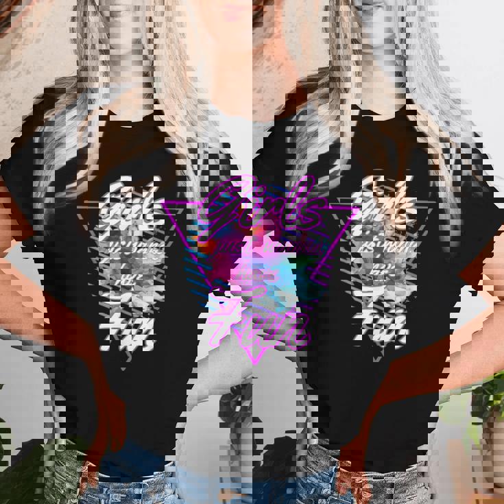 Girls Just Wanna Have Fun 1980S Eighties Costume Party レディースTシャツ 彼女への贈り物