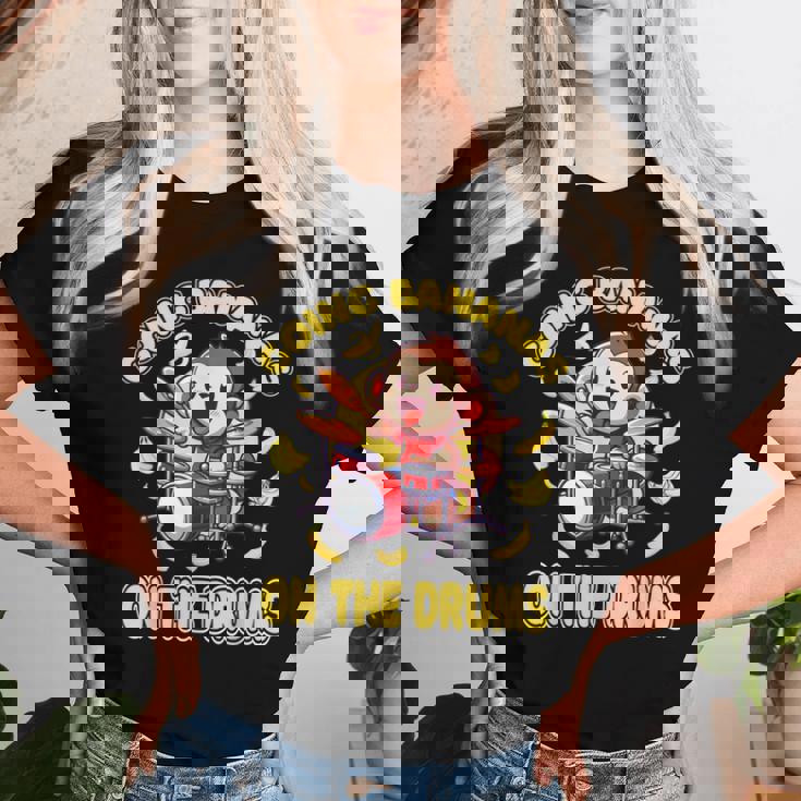 Going Bananas On The Drums 面白いドラム演奏 猿 レディースTシャツ 彼女への贈り物