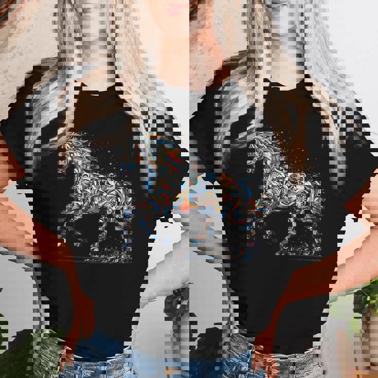 Horse Lover Majestic Horse 馬のグラフィック デザイン レディースTシャツ 彼女への贈り物