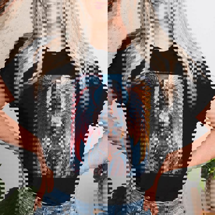 Hot Girl On 男性用 ハーフエンジェル&ハーフデーモンガール レディースTシャツ 彼女への贈り物