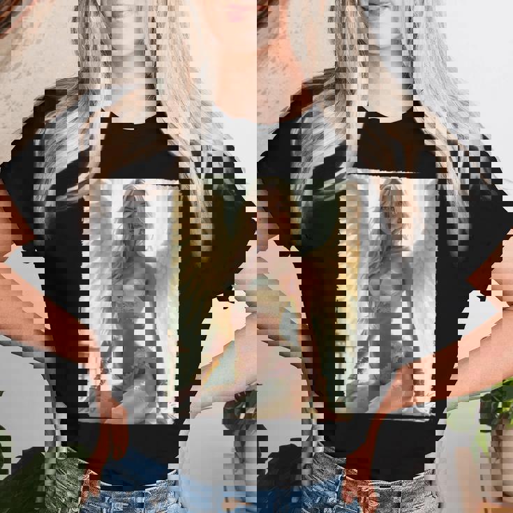 Hot Girl On 男性用 セクシーな天使の座り グランジ レディースTシャツ 彼女への贈り物