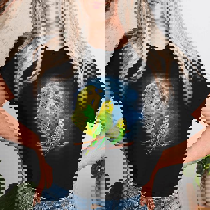 Howling At The Moon シャツ インコシャツ インコ セキセイインコ レディースTシャツ 彼女への贈り物