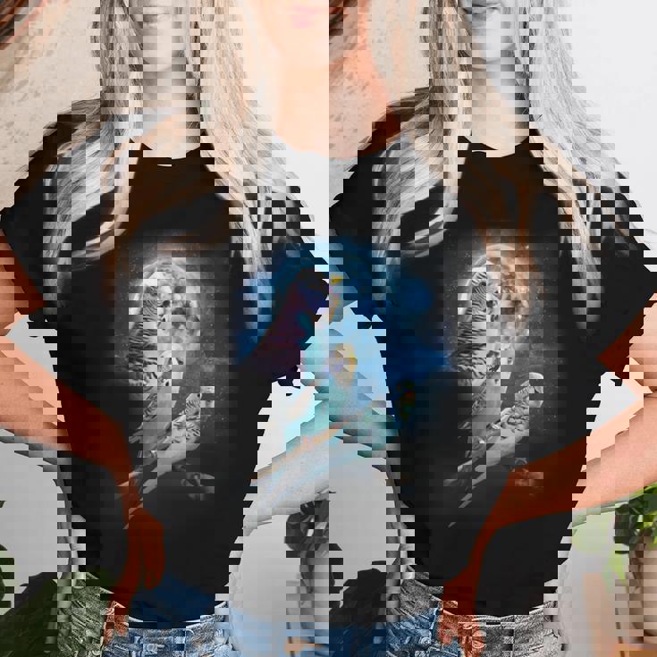 Howling At The Moon シャツ インコシャツ ファニーセキセイインコシャツ レディースTシャツ 彼女への贈り物