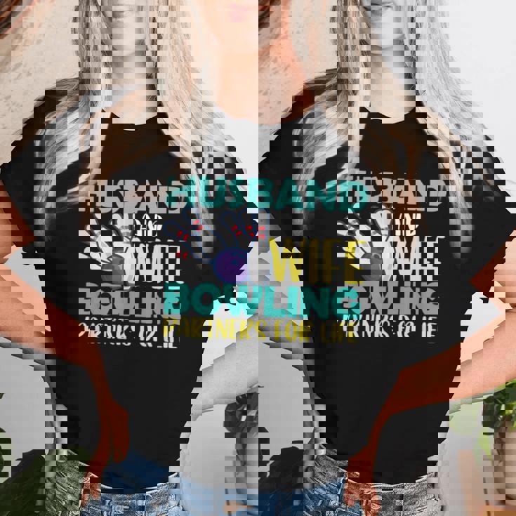 Husband And Wife Bowling Partners For Life おもしろボーリング レディースTシャツ 彼女への贈り物