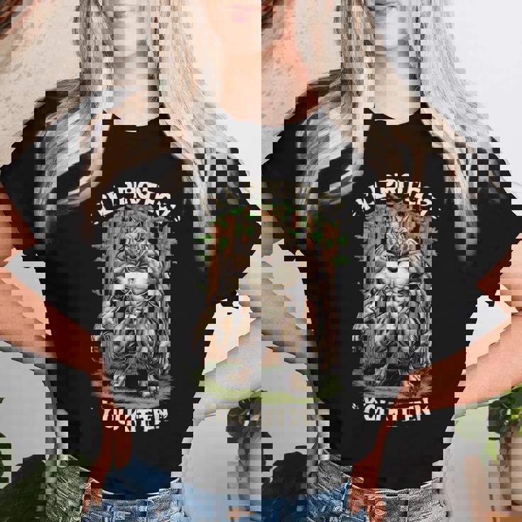 I'll Protect You Kitten Wolf Meme Joke 皮肉な女性 男性 レディースTシャツ 彼女への贈り物