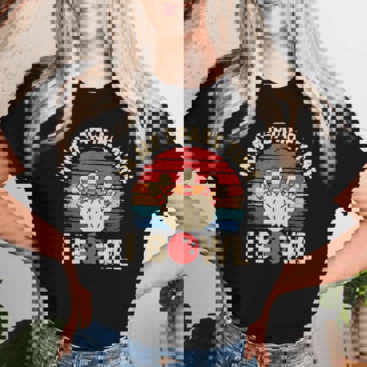 In Mypare Time I Bowl レトロ ボウリング ボウラー レディースTシャツ 彼女への贈り物