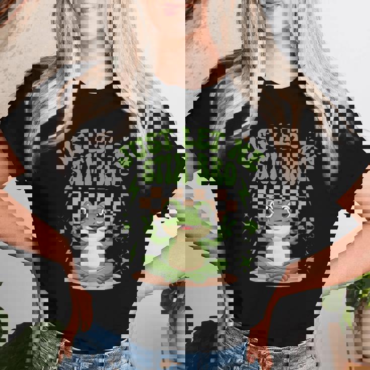 Just Let Metim Bro Groovy Let Metim Bro自閉症啓発 レディースTシャツ 彼女への贈り物