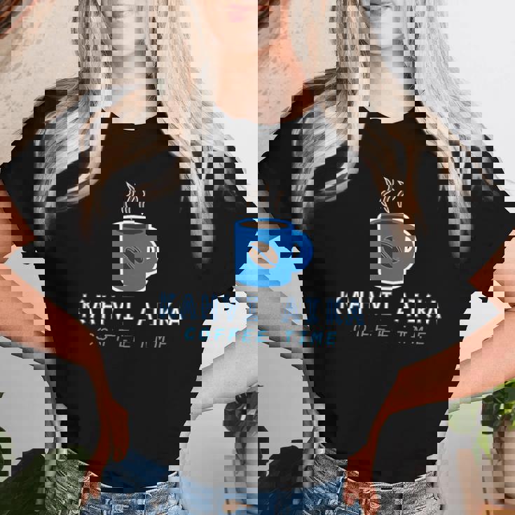 Kahvi Aika Coffee Time フィンランドの伝統 レディースTシャツ 彼女への贈り物