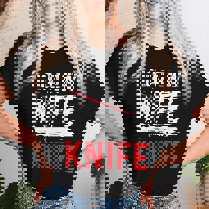 メンズ Knife Collector I Love My Wife ナイフ レディースTシャツ 彼女への贈り物