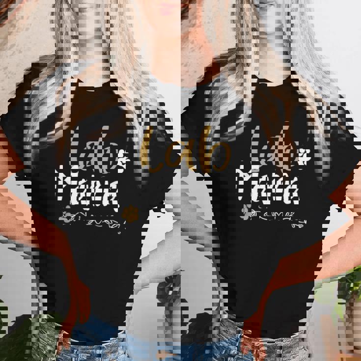 Lab Mom Lab Mama ラブラドールレトリバー シャツ かわいいペット愛好家 犬 レディースTシャツ 彼女への贈り物