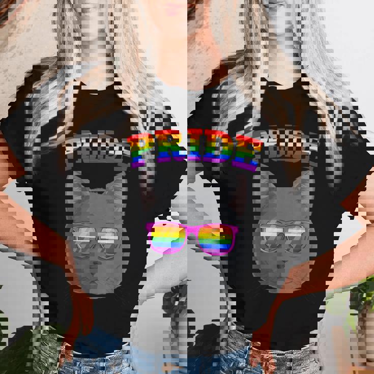 Lgbt Britishhorthair Cat Gay Pride Rainbow Lgbtq Kitty レディースTシャツ 彼女への贈り物