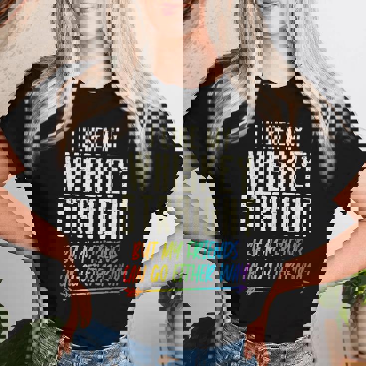 Like My Whiskeytraight Friends Lgbtq Gay Pride Proud Ally レディースTシャツ 彼女への贈り物