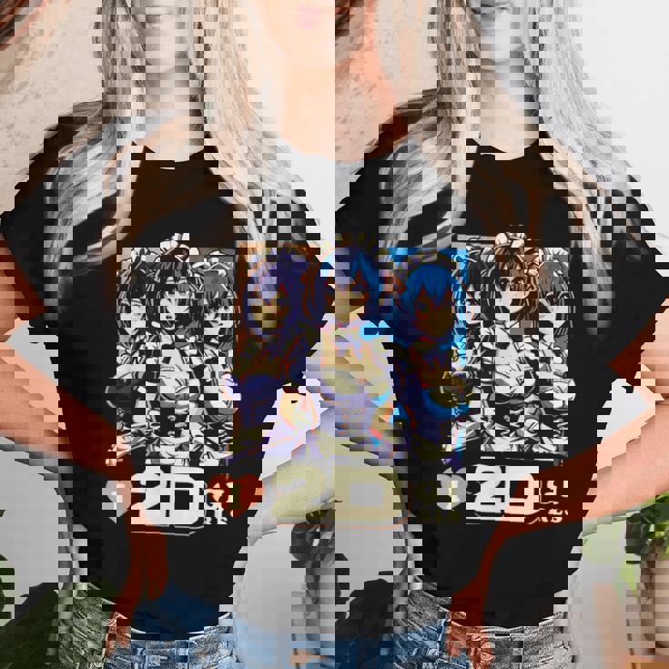 I Love 2D Girls ファニーメイド アニメ マンガ Manwha Waifu Otaku レディースTシャツ 彼女への贈り物