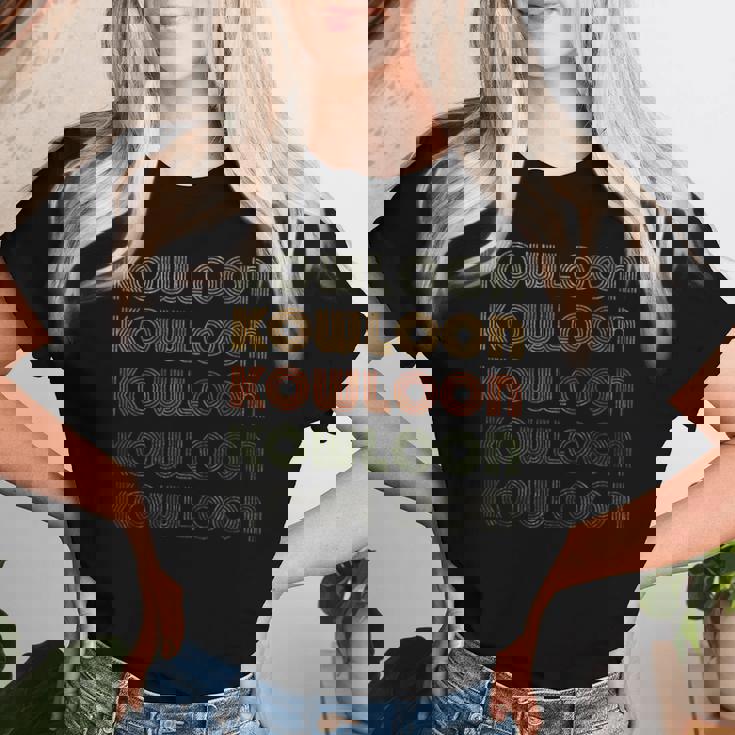 Love Heart Kowloon グランジ ヴィンテージスタイル ブラック 九龍 レディースTシャツ 彼女への贈り物