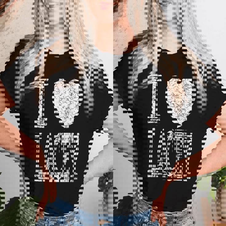 I Love Lacey バレンタイン ガールフレンド 女の子 娘 ハート 妻 レディースTシャツ 彼女への贈り物