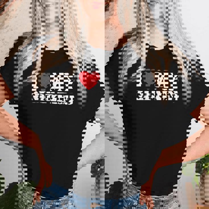 I Love My Girlfriend I Heart My Gf バレンタインデー レディースTシャツ 彼女への贈り物