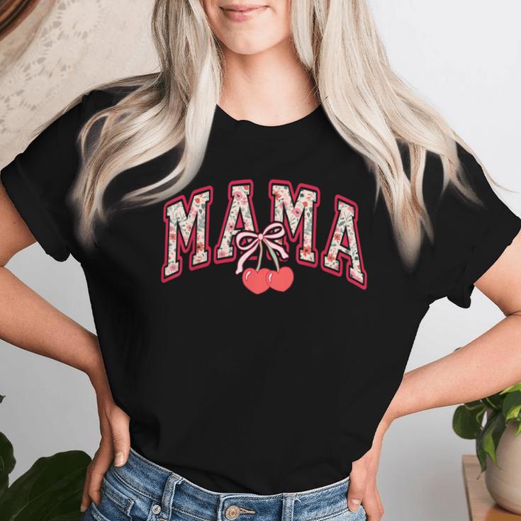 Mama Mommy Cherry Happy Mother's Day Mom Life Coquette Bow Women T-shirt Gifts for Her
