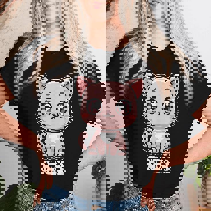 Nina かわいい猫 子猫デザイン 女の子 名前 ニーナ レディースTシャツ 彼女への贈り物