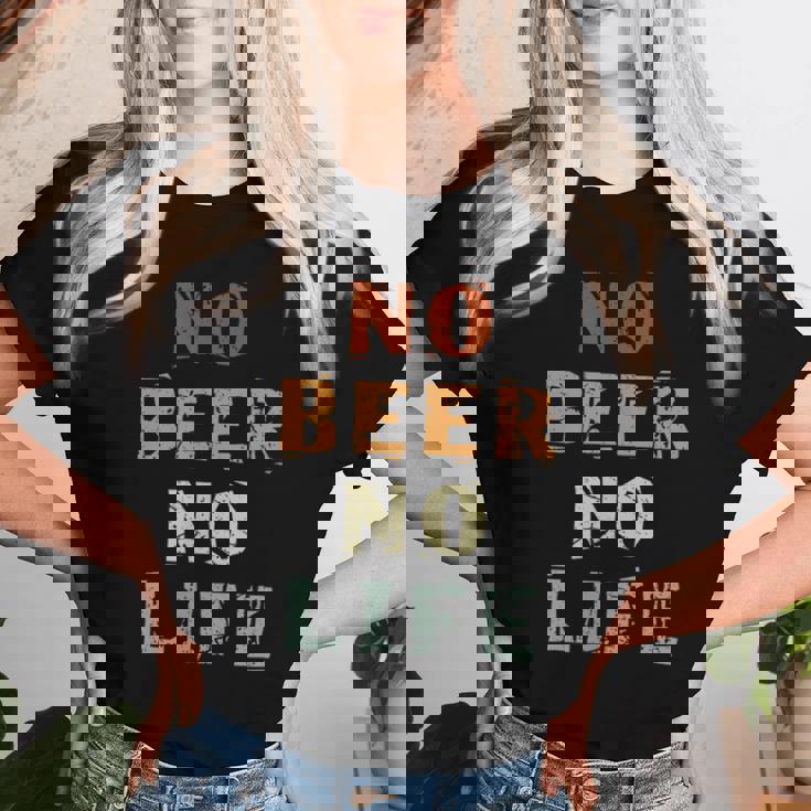 No Beer No Life Lover ファン ヴィンテージスタイル ラガー 生ビール レディースTシャツ 彼女への贈り物