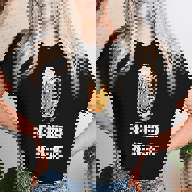 No Beer No Life レディースTシャツ 彼女への贈り物