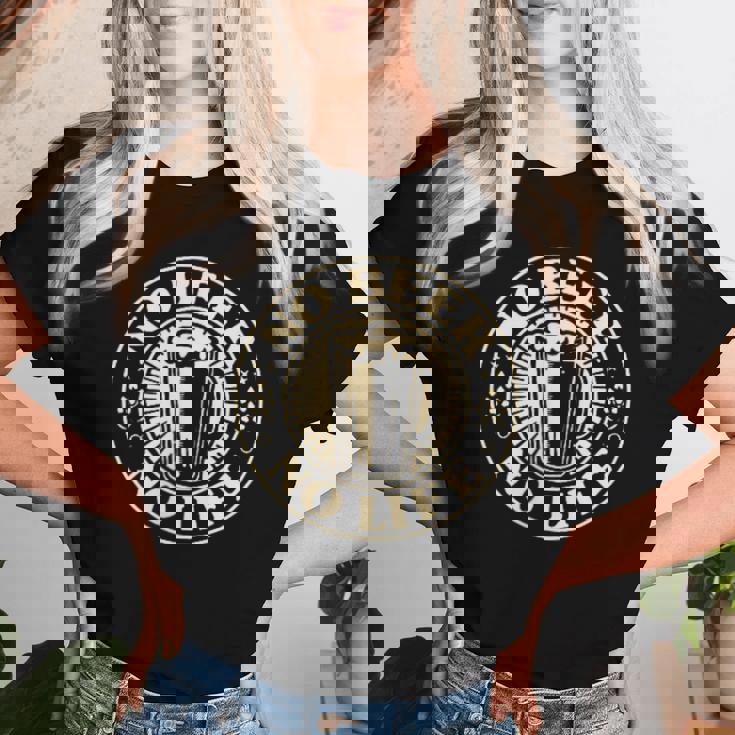 No Beer No Life ヴィンテージ飲酒 ビール愛好家向け 左胸 レディースTシャツ 彼女への贈り物