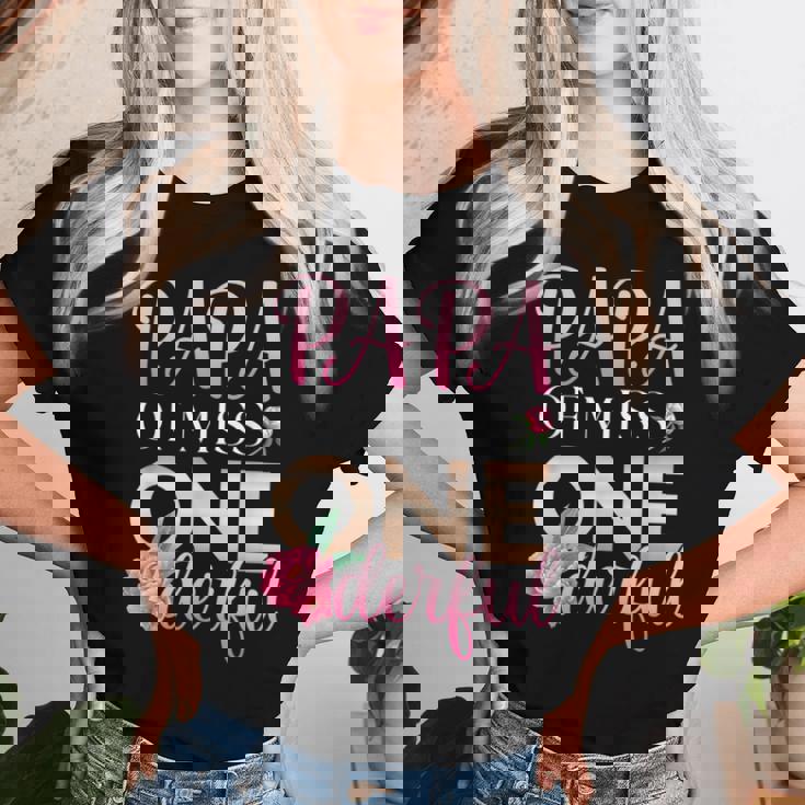 Papa Of Miss Onederful Girls 1歳の誕生日 マッチングファミリー レディースTシャツ 彼女への贈り物