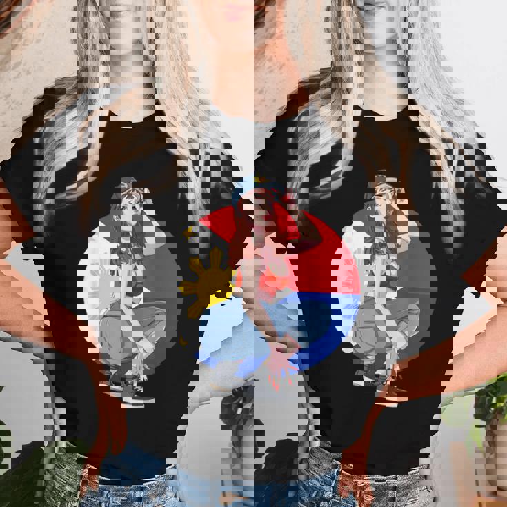 Pinay Girl フィリピン 強い フィリピン国旗 フィリピンプライド レディースTシャツ 彼女への贈り物