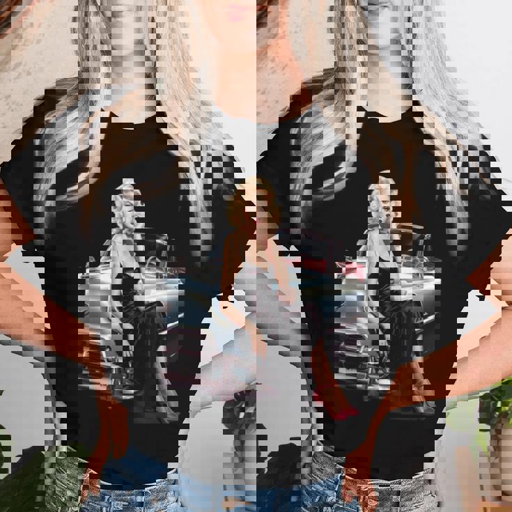 Pinup Girl ビンテージクラシックカー ホットロッド ロカビリー レディースTシャツ 彼女への贈り物