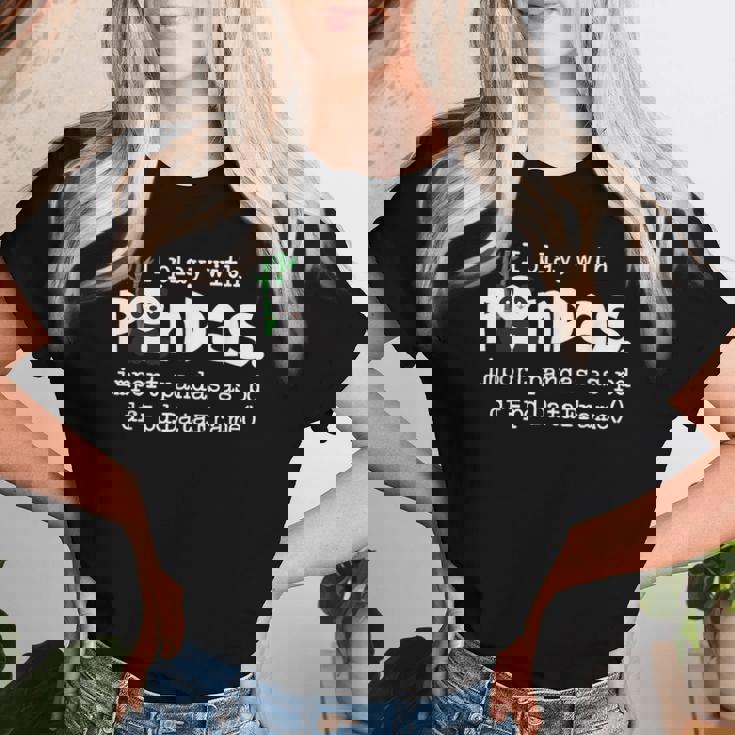 I Play With Pandas Python コンピューター コーディング プログラマー コーダー レディースTシャツ 彼女への贈り物