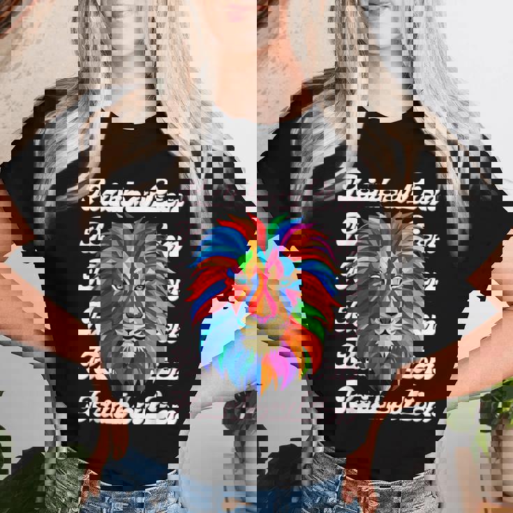 Rainbow Lion かっこいい おしゃれ ロゴ レディースTシャツ 彼女への贈り物