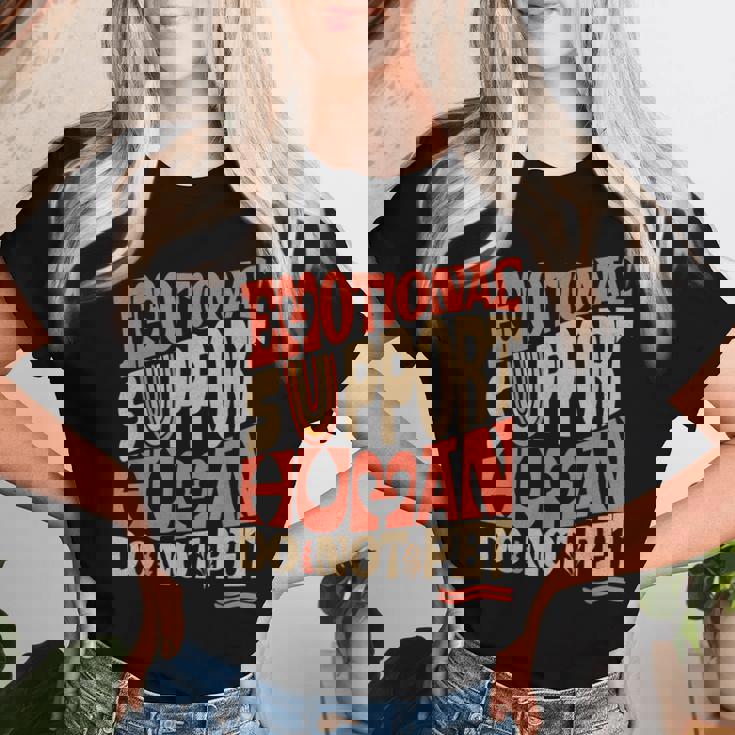 Retro Do Not Pet Emotionalupport Human Groovy レディースTシャツ 彼女への贈り物