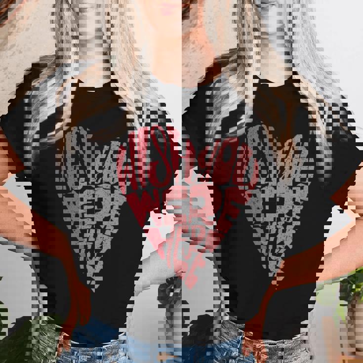 Seventies Heart Wish You Were Here Missing You レディースTシャツ 彼女への贈り物