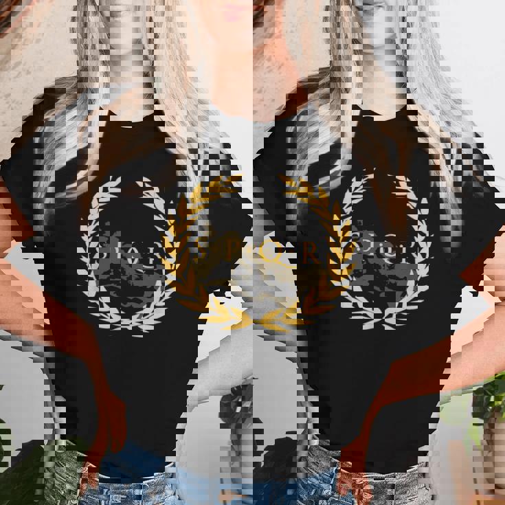 Spqr -Enatus Populus Que Romanus ローマ帝国 レディースTシャツ 彼女への贈り物