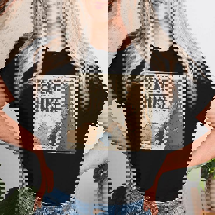 Team Horse 面白い馬のデザイン レディースTシャツ 彼女への贈り物