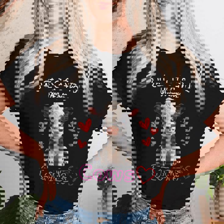 かわいい ホルスタイン 牛 の – ' Just A Girl Who Loves Cows ' デザイン レディースTシャツ 彼女への贈り物