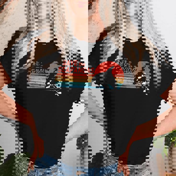 かわいいシャチave Theeapandas レディースTシャツ 彼女への贈り物