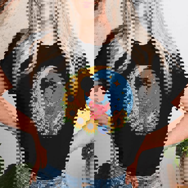 かわいいトップアフリカ系アメリカ人の黒人の女の子 レディースTシャツ 彼女への贈り物