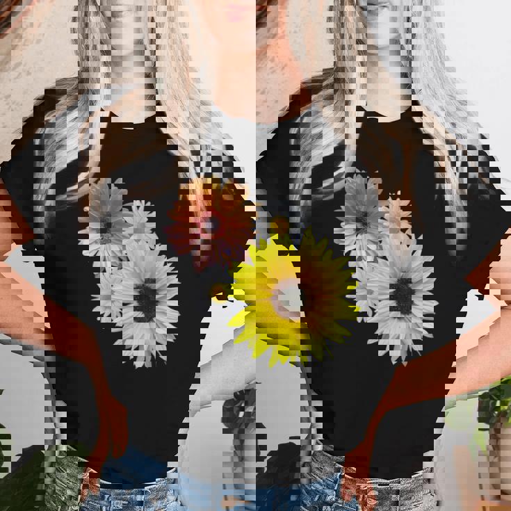 ひまわり ガーベラ 花 デイジー ガーベラ 花 デイジー 花柄 レディースTシャツ 彼女への贈り物