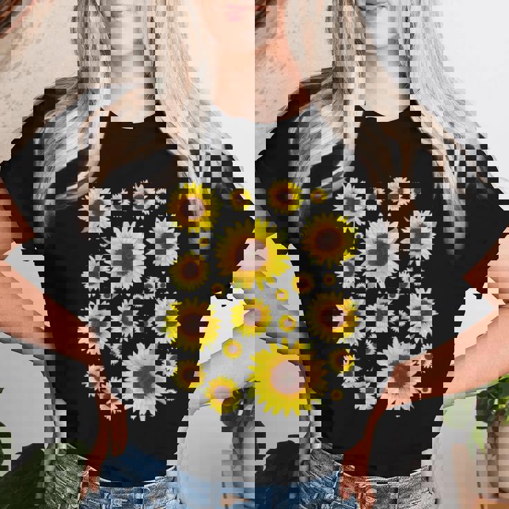 ひまわり 花柄 花 シンプル ポジティブ 夏 グラフィック レディースTシャツ 彼女への贈り物