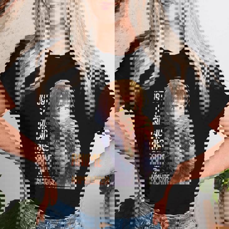 アニメとハンバーガーが大好きな女の子 レディースTシャツ 彼女への贈り物