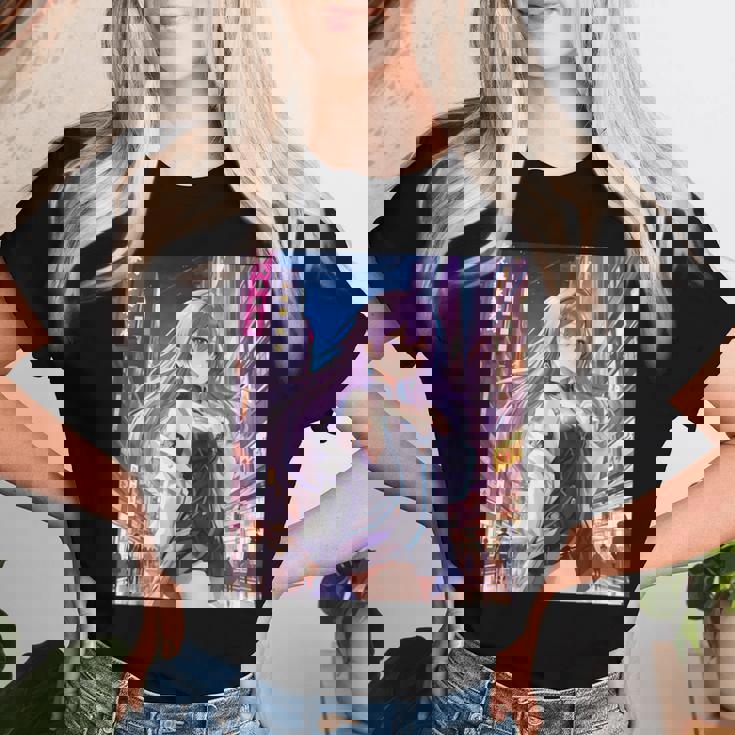 アニメの女の子、漫画、美学、かわいい、日本語、Waifu プリント レディースTシャツ 彼女への贈り物