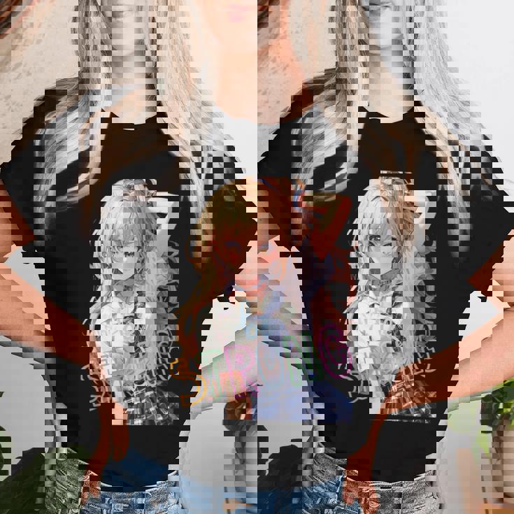 アニメ風イラスト ギャル 最強 可愛い女の子 レディースTシャツ 彼女への贈り物