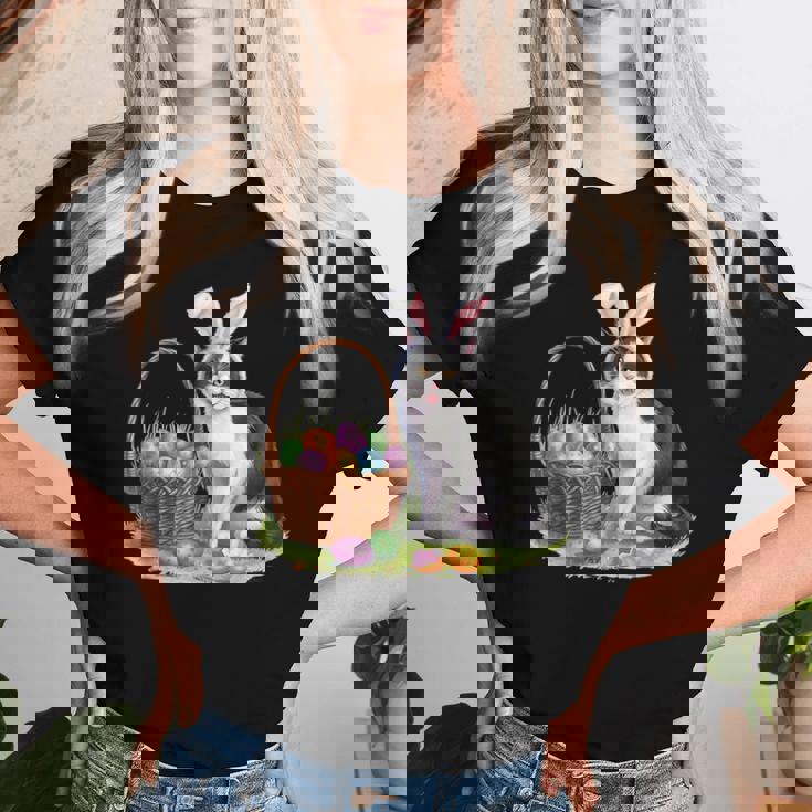 イースターデー 猫 バニー 耳 卵 イースター ウサギ 男性 女性 キッズ レディースTシャツ 彼女への贈り物