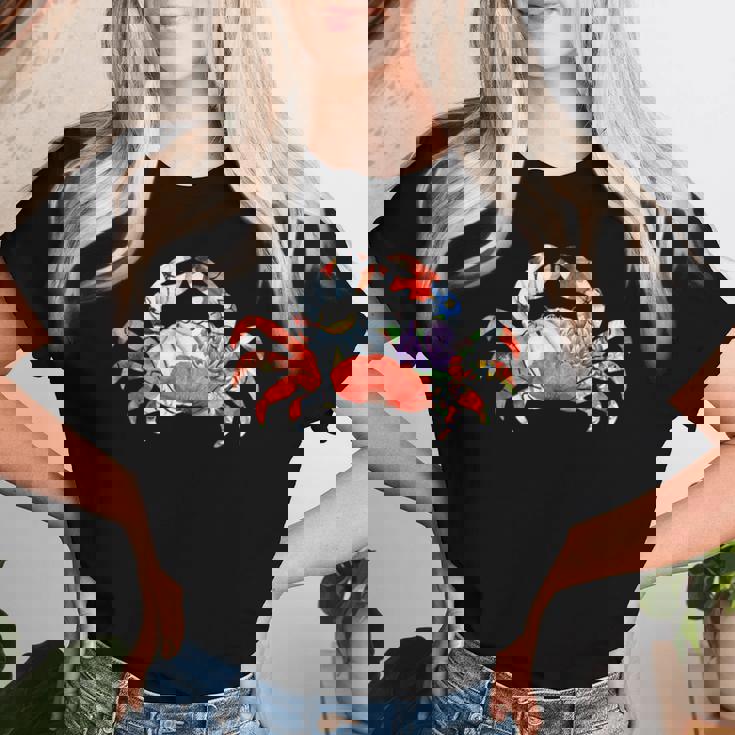 カニの花のグラフィック。 レディースTシャツ 彼女への贈り物