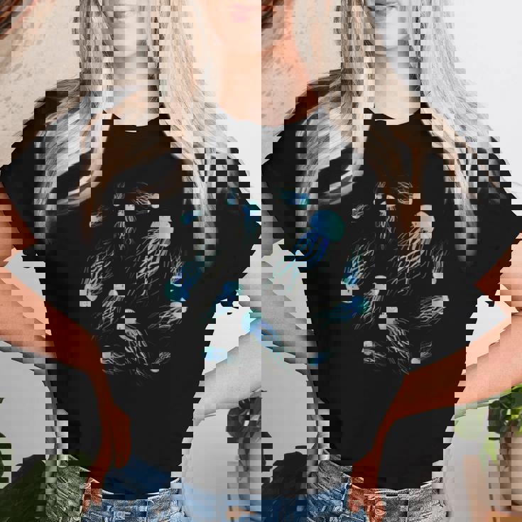 クラゲ柄 海洋生物 海洋生物 海洋生物 女の子 レディースTシャツ 彼女への贈り物