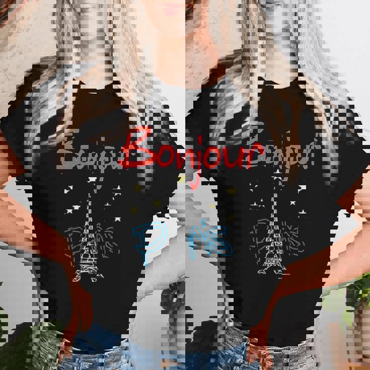 グラフィックデザイン ギフト エッフェル塔 パリ フランス 男性 女性 長袖tシャツ レディースTシャツ 彼女への贈り物