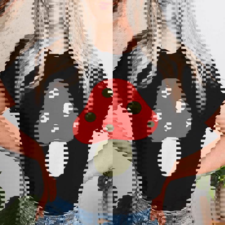 シンプルでキュートなキノコのグラフィック Cute Mushroom レディースTシャツ 彼女への贈り物