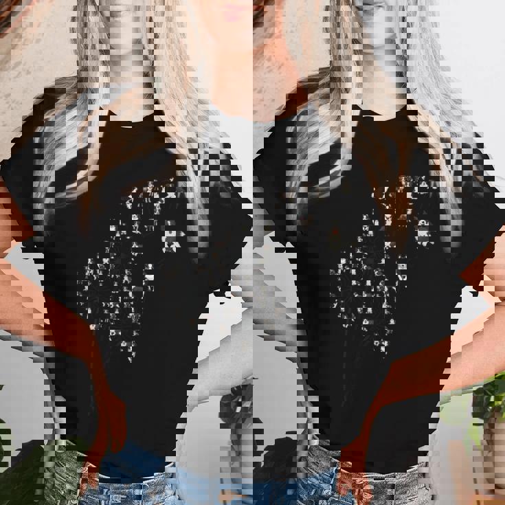 タンポポ ボーダーコリーの花、花のボーダーコリーの木 レディースTシャツ 彼女への贈り物